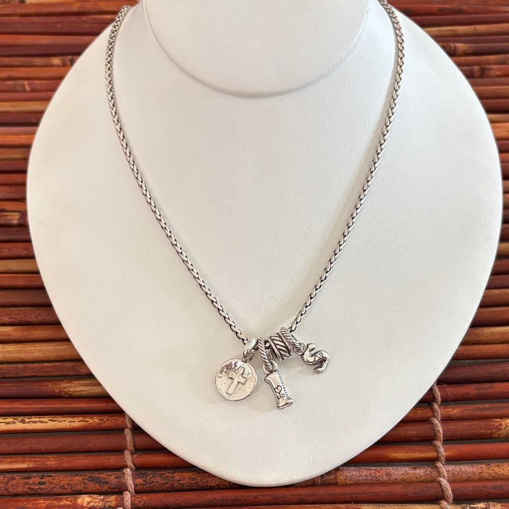 Brighton Silver Charm Necklace with Four Charms 18”-20”